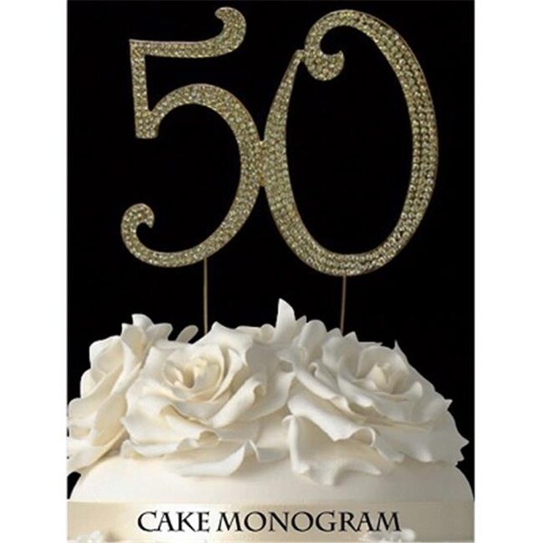 Tian Sweet Tian Sweet 33015-50g 50th Rhinestone Cake Topper - Gold 33015-50g